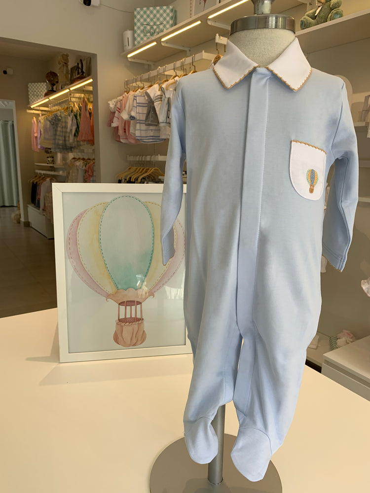 Macacão Bebê Ballon Bleu em Algodão Pima Peruano - Bébé Enchanté