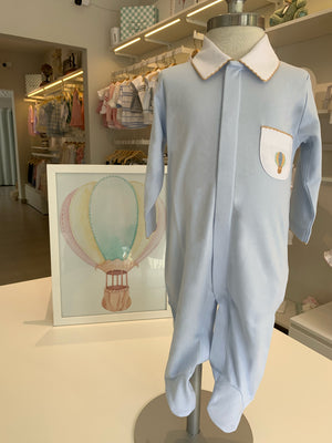 Macacão Bebê Ballon Bleu em Algodão Pima Peruano - Bébé Enchanté