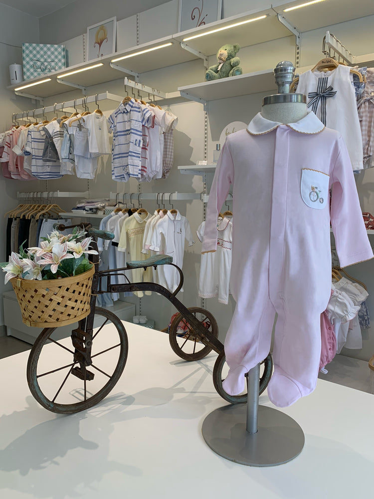 Macacão Bebê Bicyclette Rose  em Algodão Pima Peruano - Bébé Enchanté