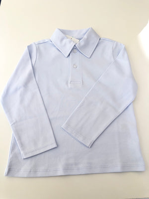 Camisa Polo ML - Celeste Liso - 100% Pima Peruano