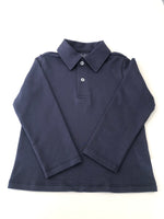 Camisa Polo ML - Azul Marinho Liso - 100% Pima Peruano
