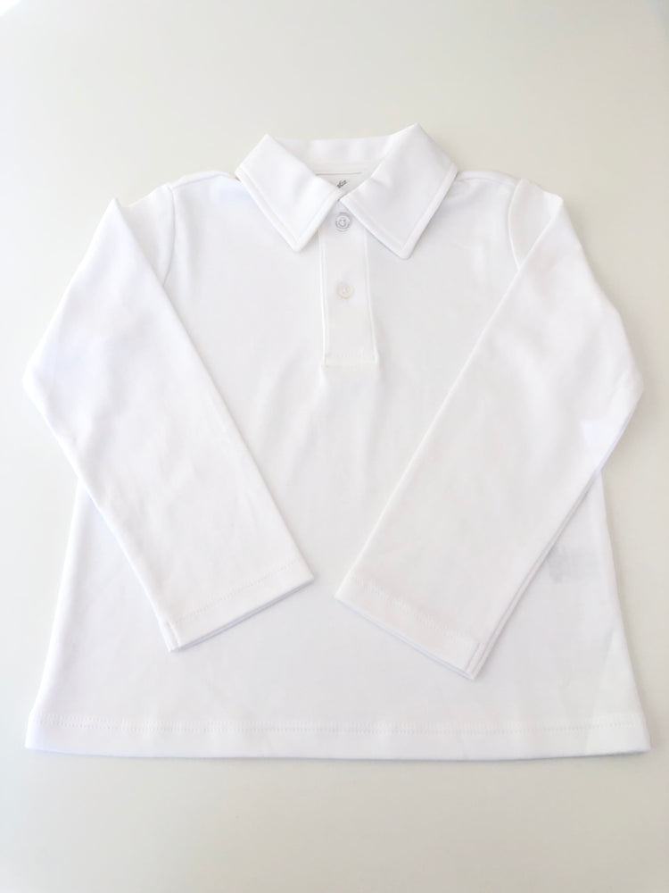 Camisa Polo ML - Branco Liso - 100% Pima Peruano