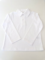 Camisa Polo ML - Branco Liso - 100% Pima Peruano