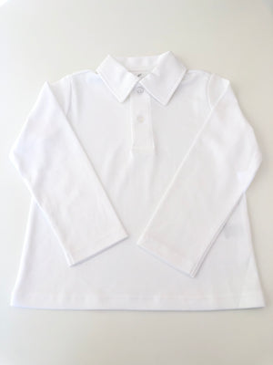 Camisa Polo ML - Branco Liso - 100% Pima Peruano