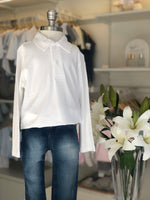 Camisa Polo ML - Branco Liso - 100% Pima Peruano