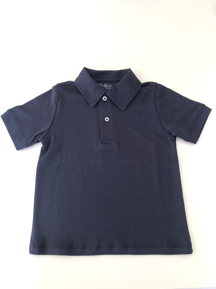 Camisa Polo MC - Azul Marinho Liso - 100% Pima Peruano