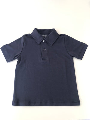 Camisa Polo MC - Azul Marinho Liso - 100% Pima Peruano