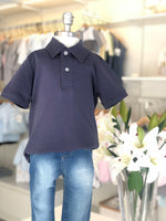 Camisa Polo MC - Azul Marinho Liso - 100% Pima Peruano