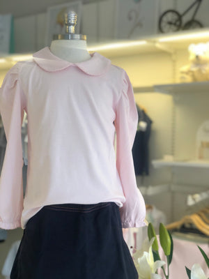 Camiseta Menina ML - Rosa Liso - 100% Pima Peruano