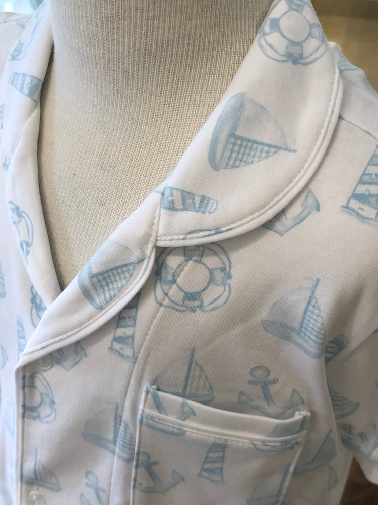 Pijama Botoes Blusa e Shorts MC - Barco e Boia 100% Pima Peruano
