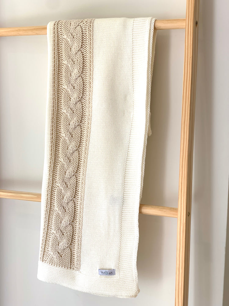 Manta de tricot Bicolor Trança - Mon Petit