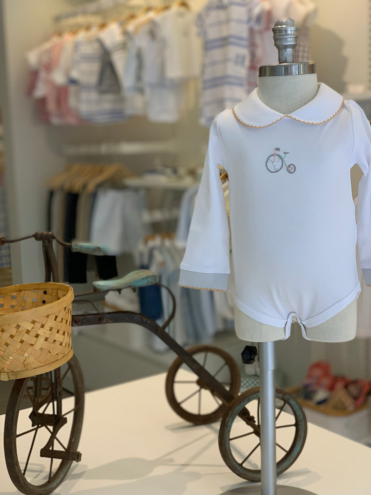 Body Bebê Bicyclette Blanc em Algodão Pima Peruano - Bébé Enchanté
