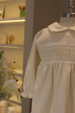 Vestido Smock ML Off-White Flor Azul e Rosa  - Jouer 100% Pima Peruano