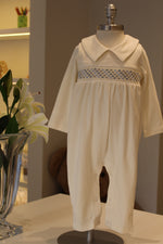Macacão Smock Off-White  s/ Pés Pontos Nino - Jouer 100% Pima Peruano