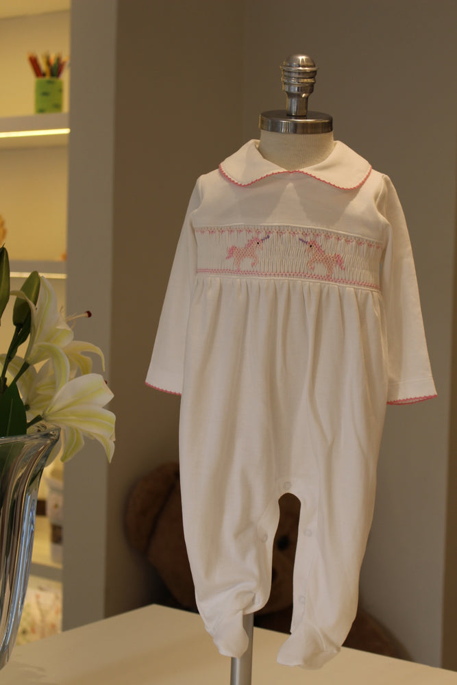 Macacão Smock Unicornio Rosa - Jouer 100% Pima Peruano