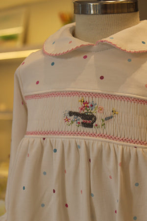 Macacão Smock Regador Poá Colorido - Jouer 100% Pima Peruano
