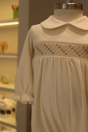 Macacão Smock Off-White Pontos Nina- Jouer 100% Pima Peruano