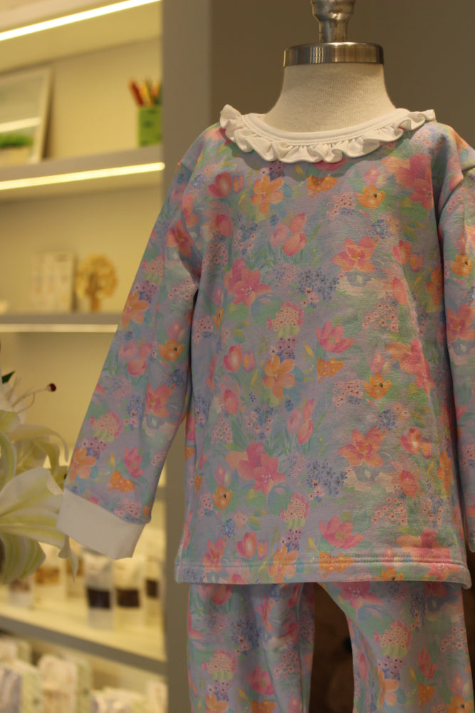 Pijama Flanelado Blusa e Calca ML - Aquarela Menina 100% Pima Peruano