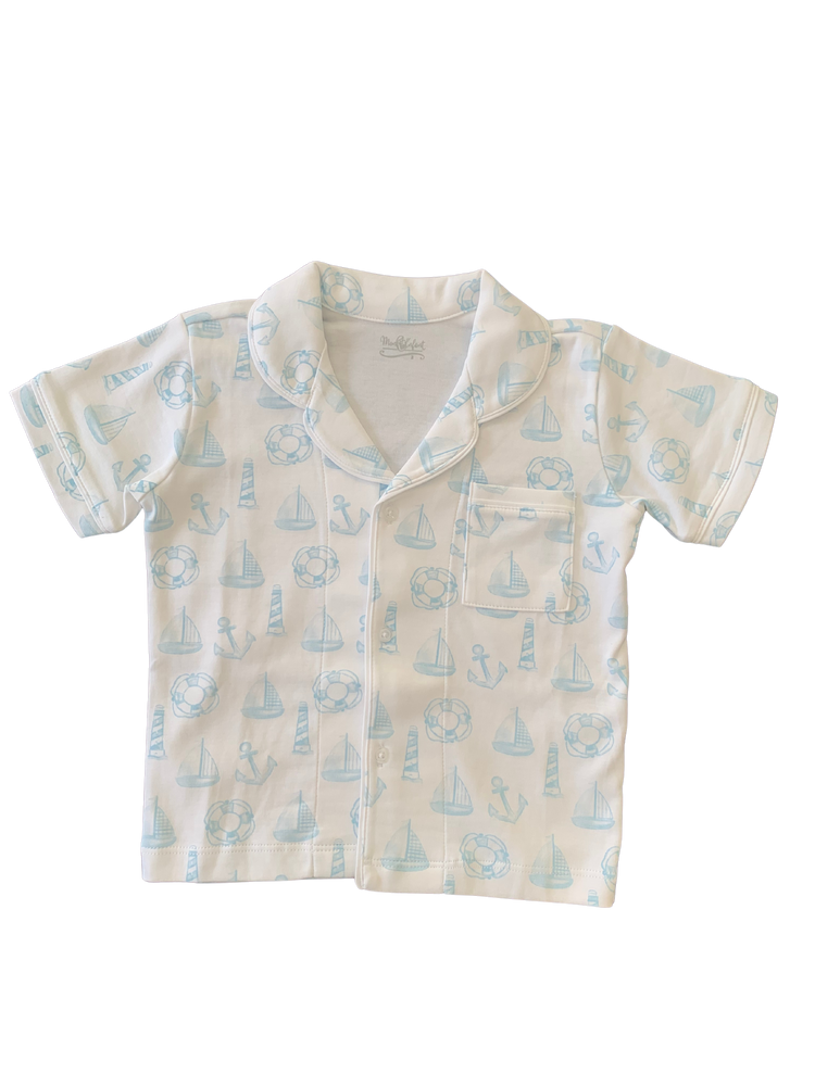 Pijama Botoes Blusa e Shorts MC - Barco e Boia 100% Pima Peruano
