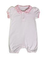 Romper Botõezinhos Gola Xadrez Rosa - Jouer 100% Pima Peruano