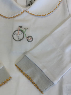 Body Bebê Bicyclette Blanc em Algodão Pima Peruano - Bébé Enchanté