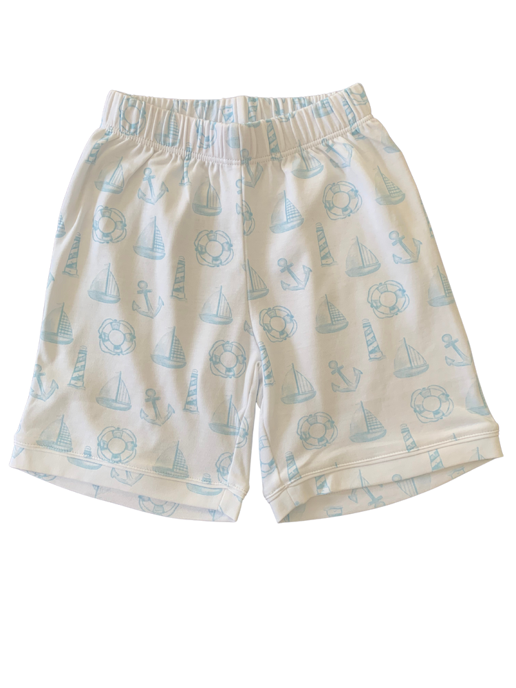 Pijama Botoes Blusa e Shorts MC - Barco e Boia 100% Pima Peruano