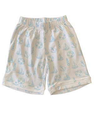 Pijama Botoes Blusa e Shorts MC - Barco e Boia 100% Pima Peruano
