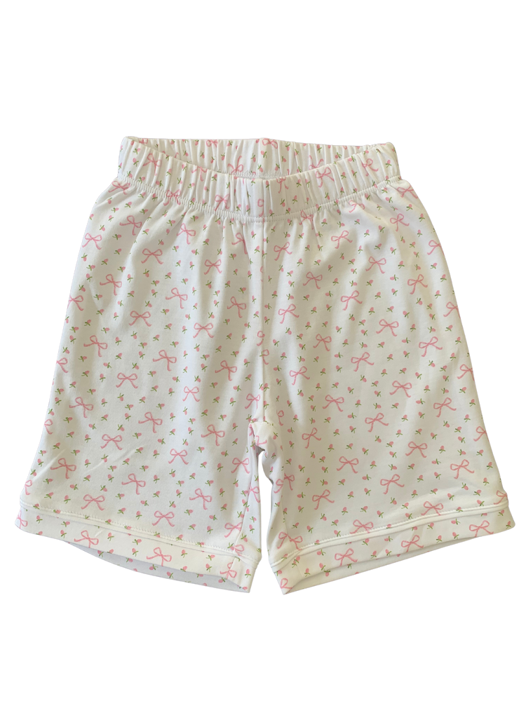 Pijama Botoes Blusa e Shorts MC - Laco e Florzinha 100% Pima Peruano