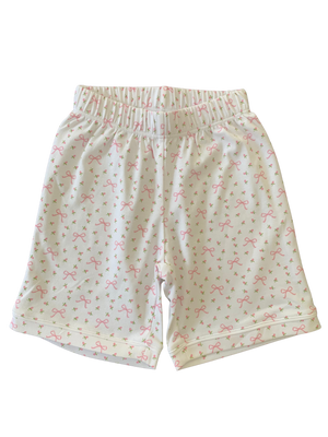 Pijama Botoes Blusa e Shorts MC - Laco e Florzinha 100% Pima Peruano