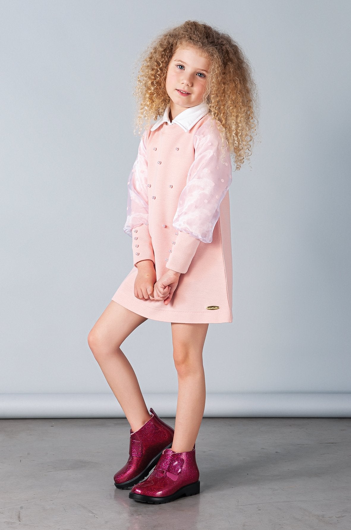 Vestido Poá Perola Rosa Light - MON ENFANT-Bébés et Petits