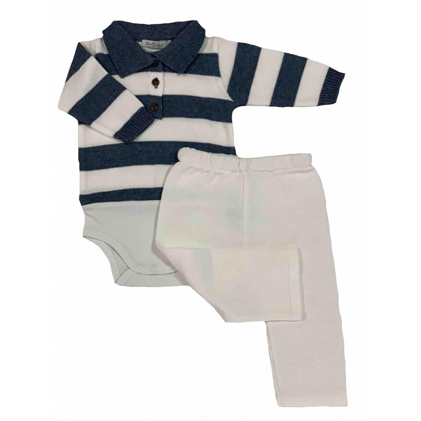 Conjunto Tricot Listrado Azul - MON ENFANT-Bébés et Petits