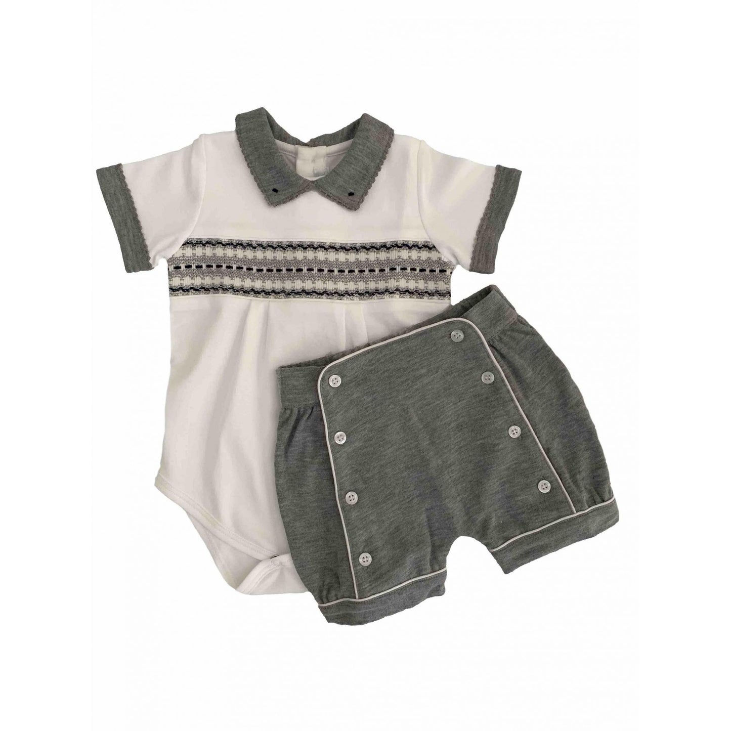 Conjunto de Body Smock e Short Menino - 100% Algodão Pima Peruano - MON ENFANT-Bébés et Petits