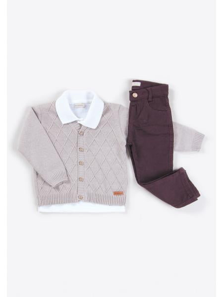 Calça Sarja Tradicional Burgundy - MON ENFANT-Bébés et Petits