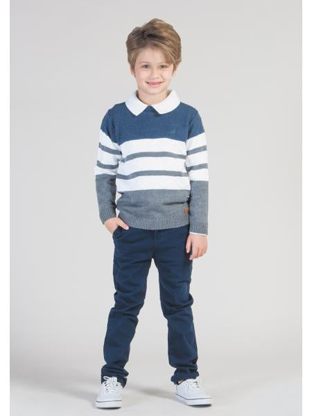 Calça Sarja Alfaiataria Azul Marinho - MON ENFANT-Bébés et Petits