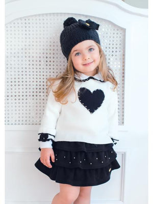 
            
                Carregar imagem no visualizador da galeria, Suéter Off White em Malha Coração com Pérolas - MON ENFANT-Bébés et Petits
            
        