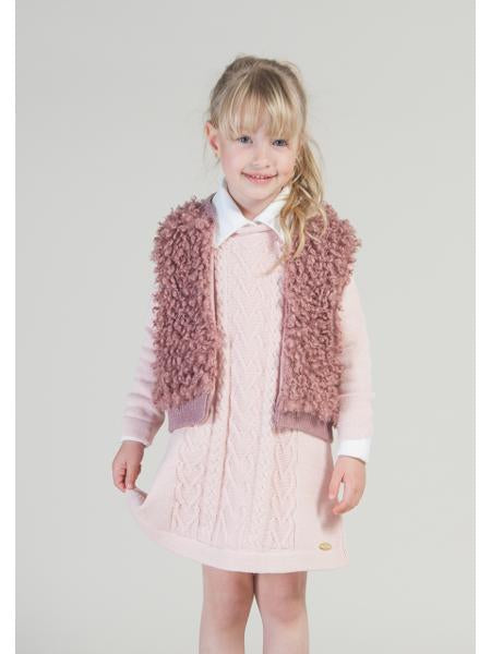 Vestido em Tricô Trança Rosa Light - Linha Kids Nina - MON ENFANT-Bébés et Petits