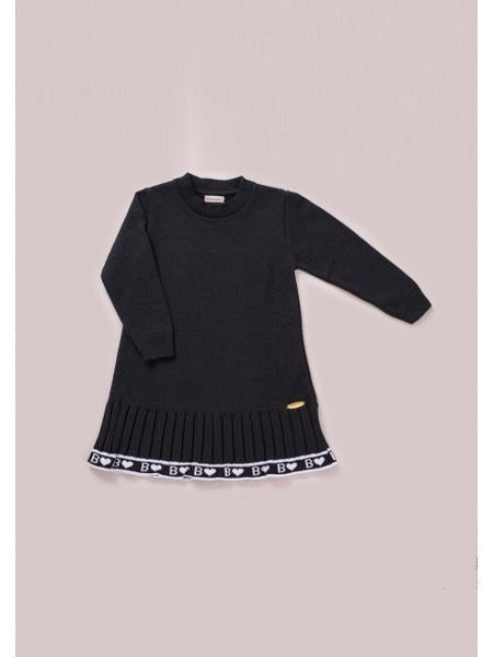 Vestido em Malha Preto Corações - Linha Kids Nina - MON ENFANT-Bébés et Petits