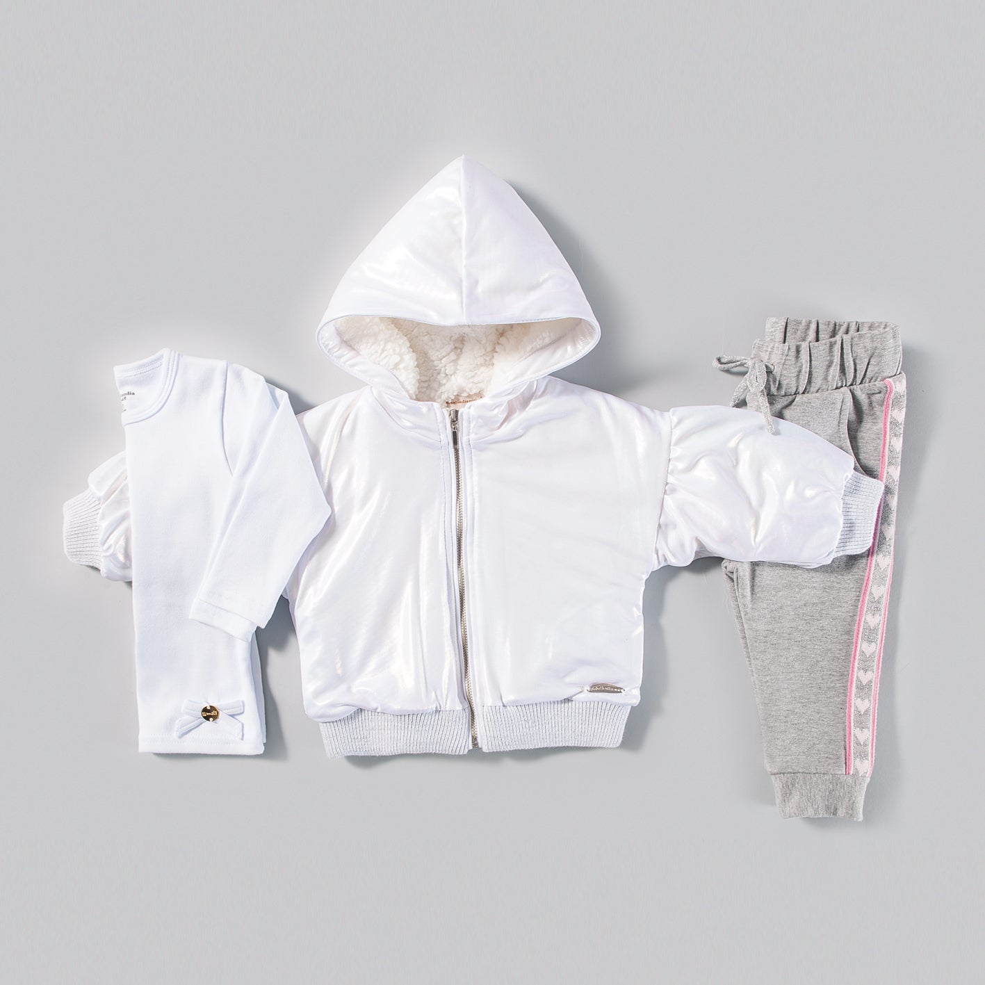 Bomber Branca Brilho Forrada - Petit Chérie Collection - MON ENFANT-Bébés et Petits
