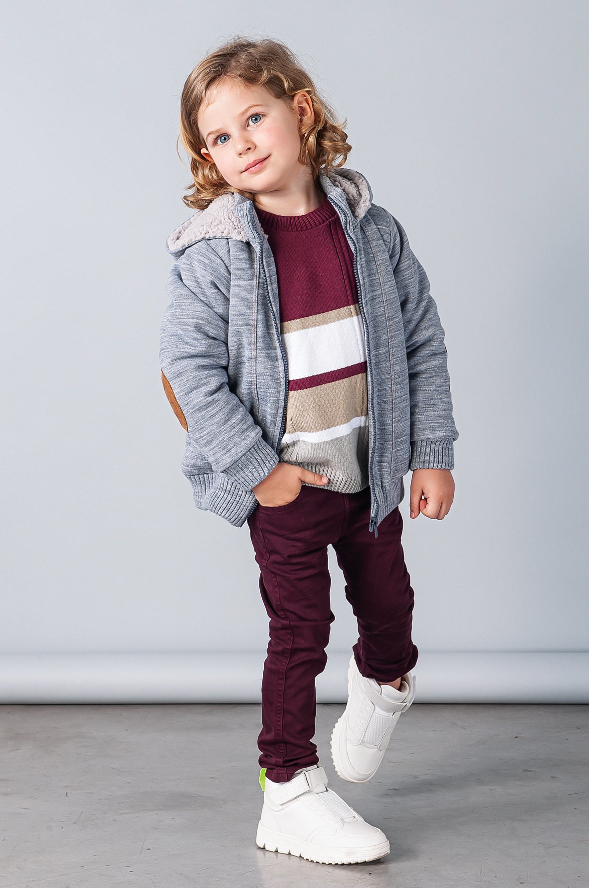 Casaco Capuz Pesponto Cinza Mescla - Collection Enfant - MON ENFANT-Bébés et Petits