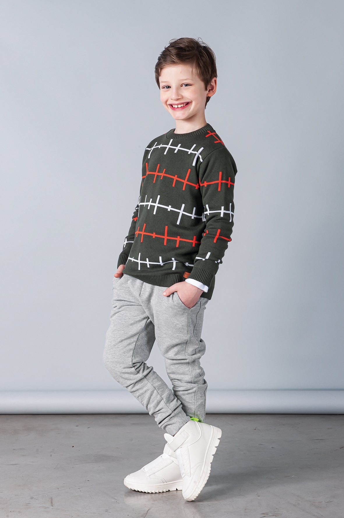 Suéter em Tricot Verde Bosque Linhas - Bébés Collection - MON ENFANT-Bébés et Petits