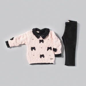 Suéter em Tricot Rosa Nuvem Peludinho - MON ENFANT-Bébés et Petits