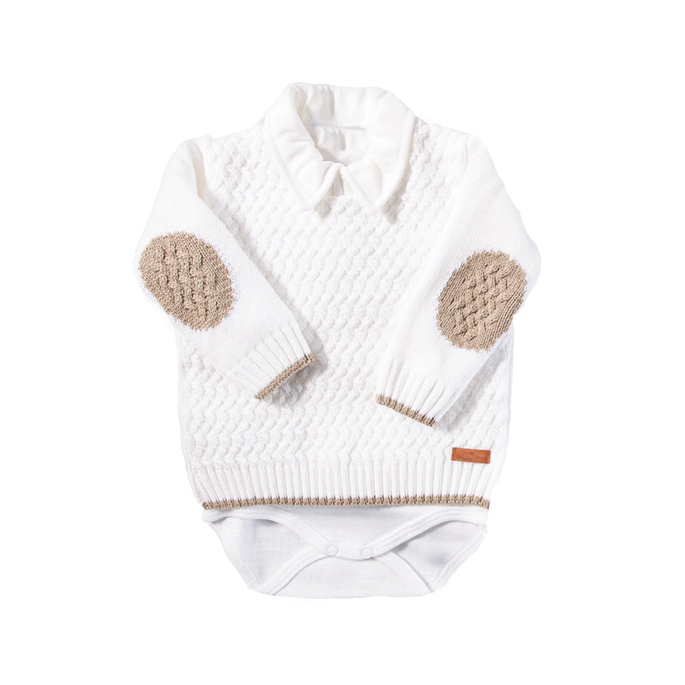 Suéter em Tricot Branca - Bébés Collection