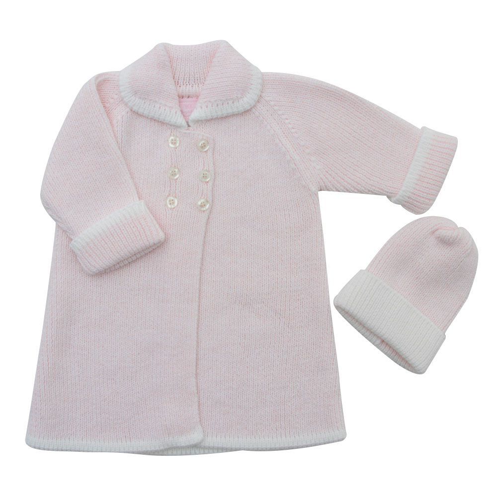 Manto Santa Clara em Tricot Argentino - cor rosa - MON ENFANT-Bébés et Petits