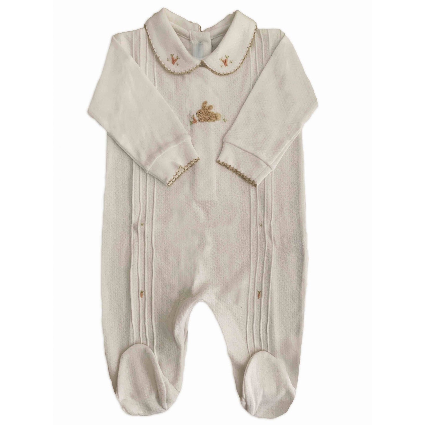 Macacão Branco Coelhinho Bordado à Mão Menino - 100% Algodão Pima Peruano - MON ENFANT-Bébés et Petits
