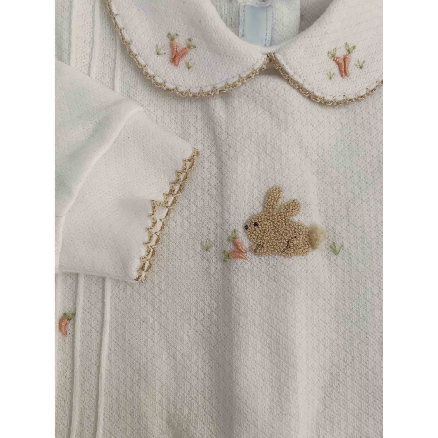 Macacão Branco Coelhinho Bordado à Mão Menino - 100% Algodão Pima Peruano - MON ENFANT-Bébés et Petits