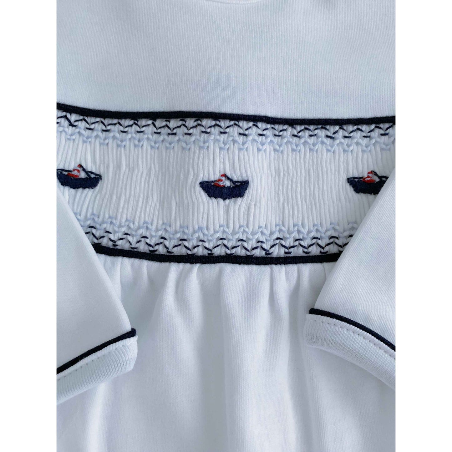 Macacão Smock Branco Menino - 100% Algodão Pima Peruano - MON ENFANT-Bébés et Petits