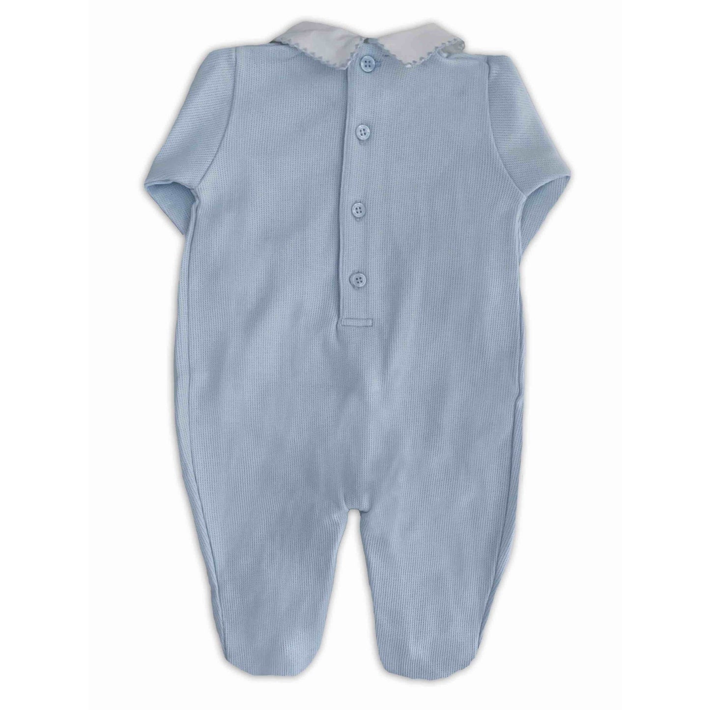 Macacão Celeste Menino Bordado à Mão - 100% Algodão Pima Peruano - MON ENFANT-Bébés et Petits