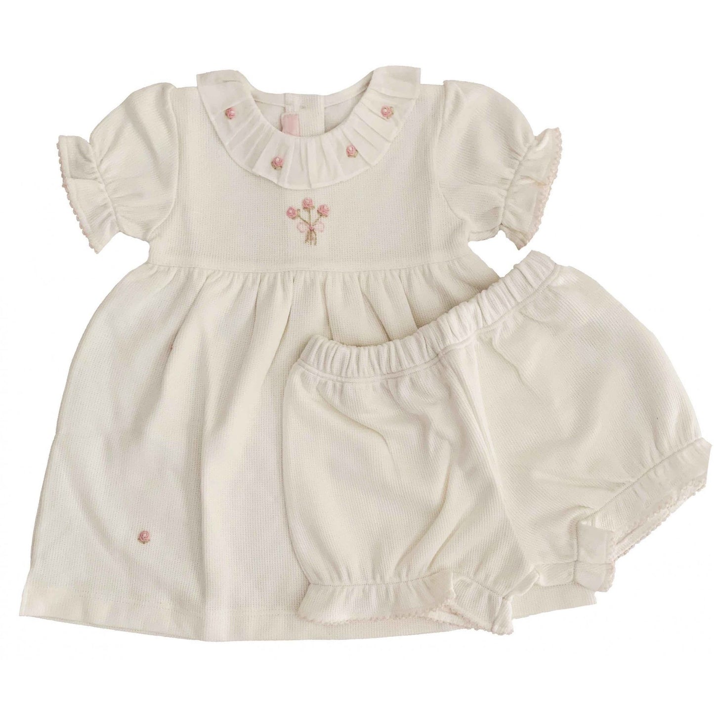 Conjunto de Vestido e Short Bombacho Marfin Bordado à Mão - 100% Algodão Pima Peruano - MON ENFANT-Bébés et Petits