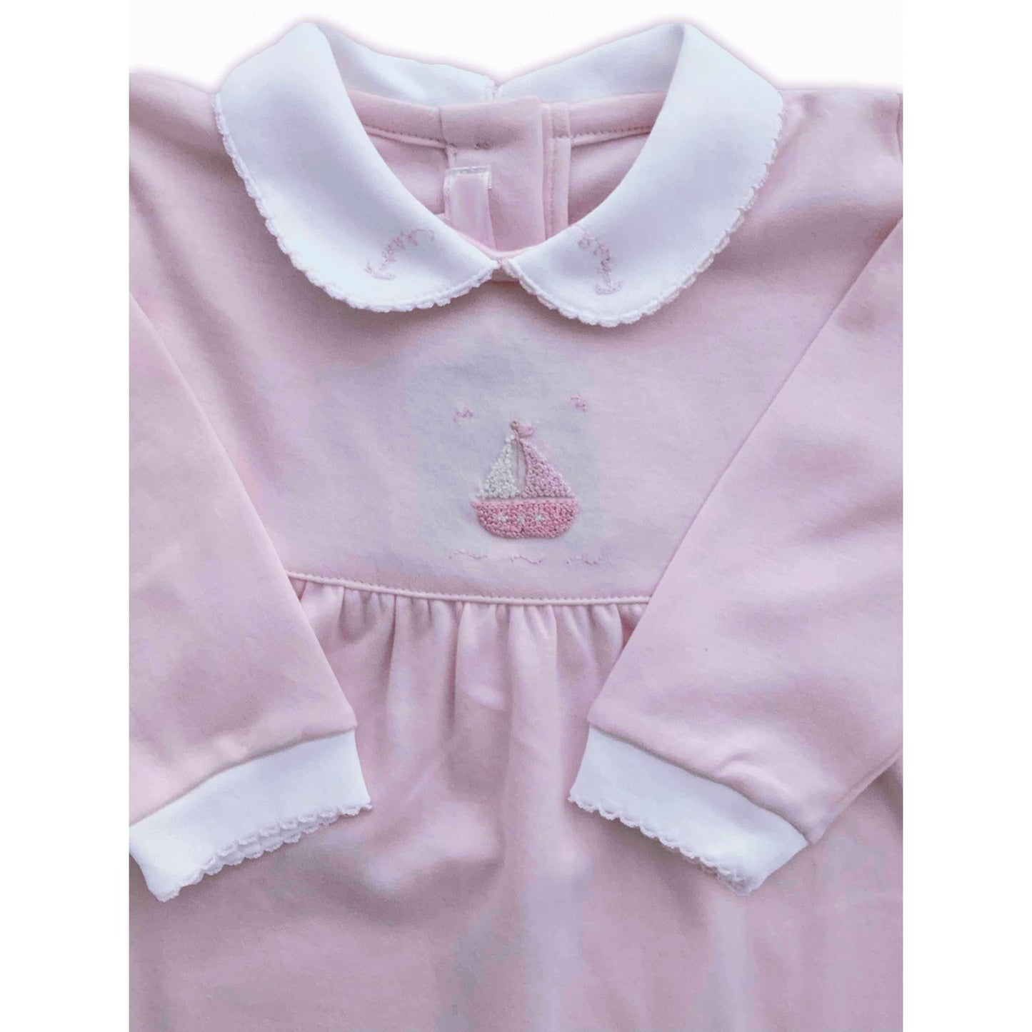 Macacão Rosa Menina Bordado à Mão - 100% Algodão Pima Peruano - MON ENFANT-Bébés et Petits
