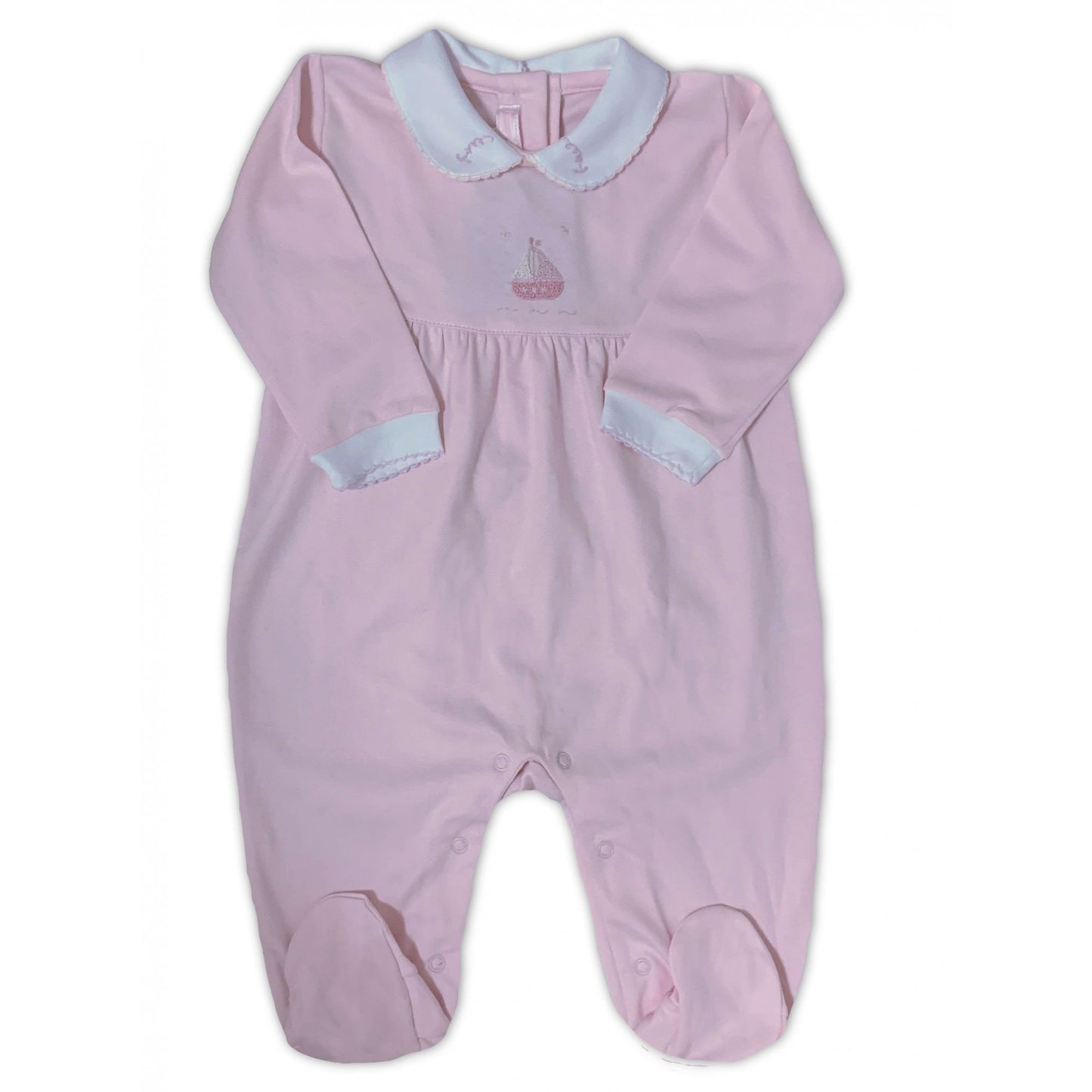 Macacão Rosa Menina Bordado à Mão - 100% Algodão Pima Peruano - MON ENFANT-Bébés et Petits